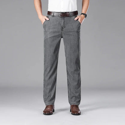 Business Lyocell Jeans Men Summer New Thin Fashion Straight Breathable Brand Pants Male Slim Comfortable  Denim Trousers