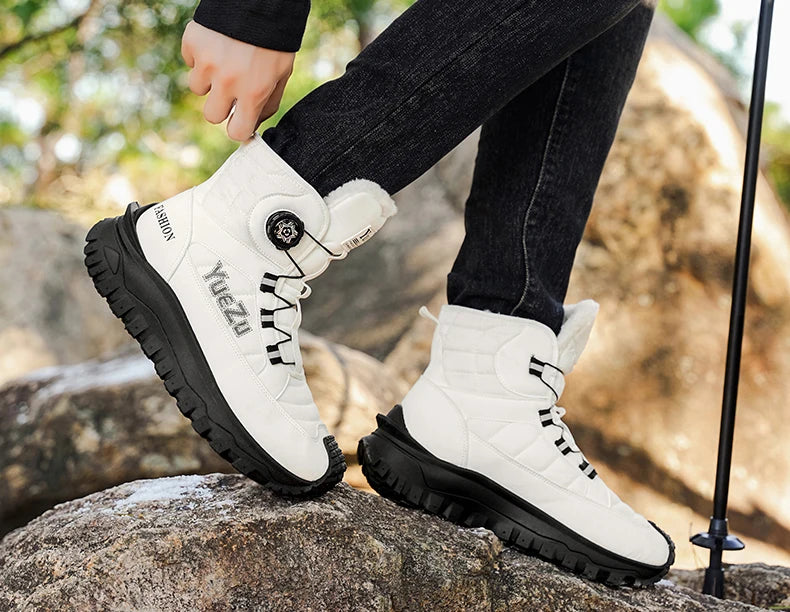 New Winter Oversized Men's Boots Waterproof Cold Resistant Plush and Warm Snow Boots Outdoor Thick Soled Casual Work Boots