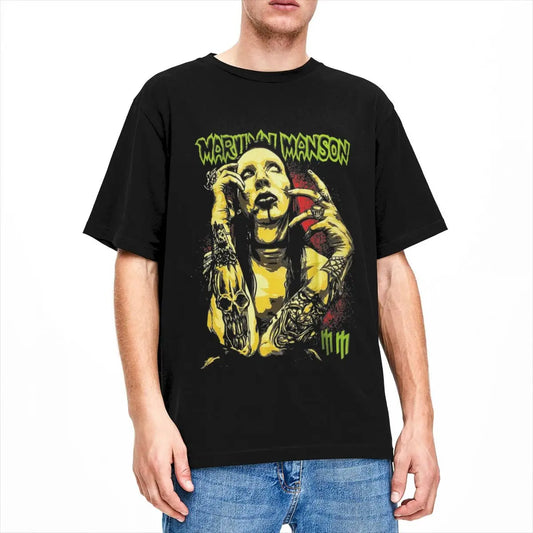 Marilyn Manson Gothic Fans T Shirts Vintage Streetwear Leisure Cotton Short Sleeve Casual Men Women Amusing Harajuku Unisex Tops