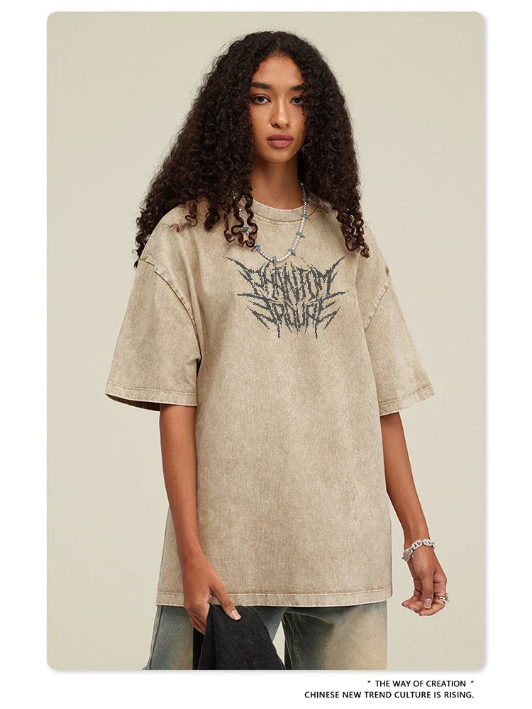 Anime Hunter X Hunter Hisoka And Chrollo Logo Washed Graphic TShirt Men Vintage T-Shirts Casual Cotton Streetwear Harajuku Top