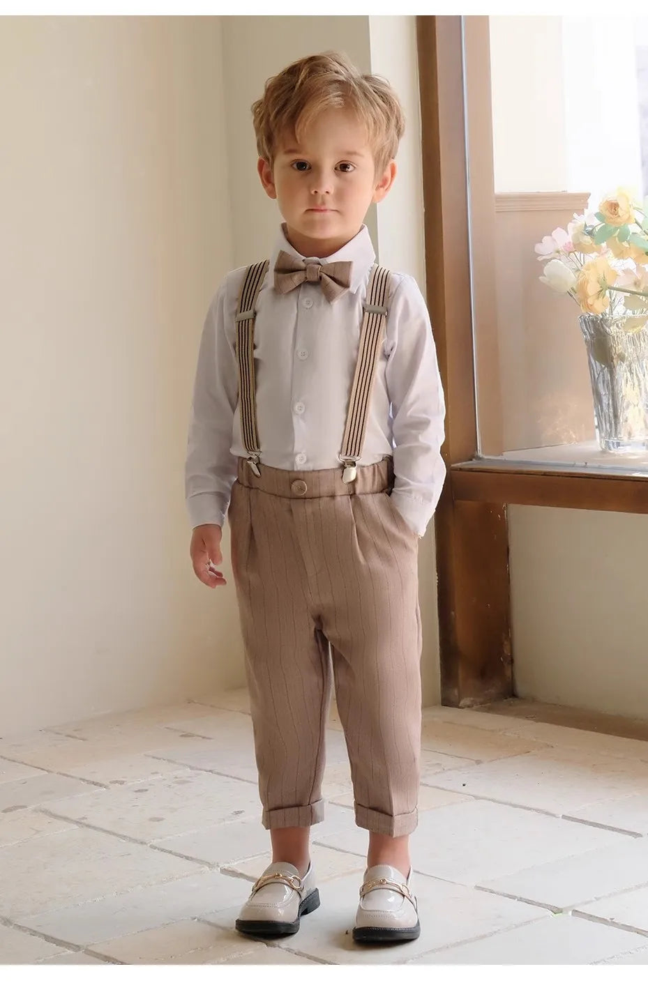 Children Luxurious Khaki Photography Suit Boys Formal Ceremony Costume Kids Birthday Wedding Party Performance Tuxedo Dress