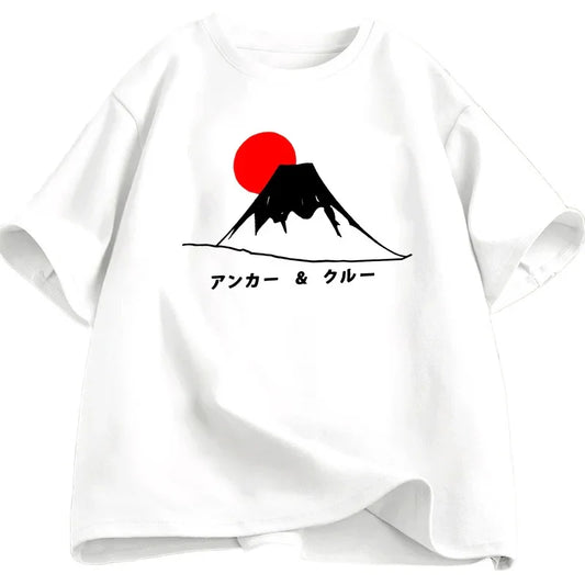 Mount Fuji Sun Set T-shirt Men Women Japanese Style Short Sleeve T-shirt High Quality Shirt Short-Sleeved Comfortable Tee Summer