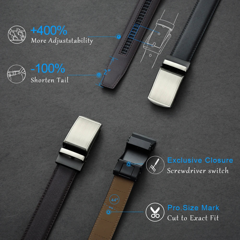 Men Belt Leather Belt  Automatic Genuine Leather Fashion Belts Ratchet Luxury Belts Men's Trouser Belt Belt for Men
