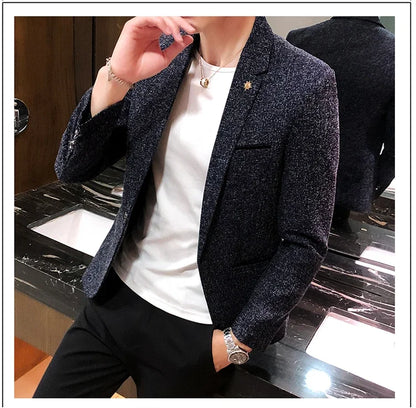 Blazer Boutique Men's Solid Color British Style Fashion Casual Business Job Interview Gentleman Party Best Man Dress Suit Blazer