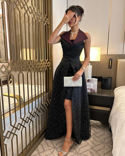 Customized Fashion Intricate V Neck Empire  Sequin Floor Length Sleeveless Button Tank Formal Evening Gowns платье женское
