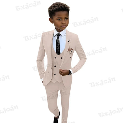 Fast Ship Colorful Regular Fit Kids Suit Set In Stock High Quality 4 Pieces Blazer Vest Pants Tie For Kids 3-14Y Birthday Party