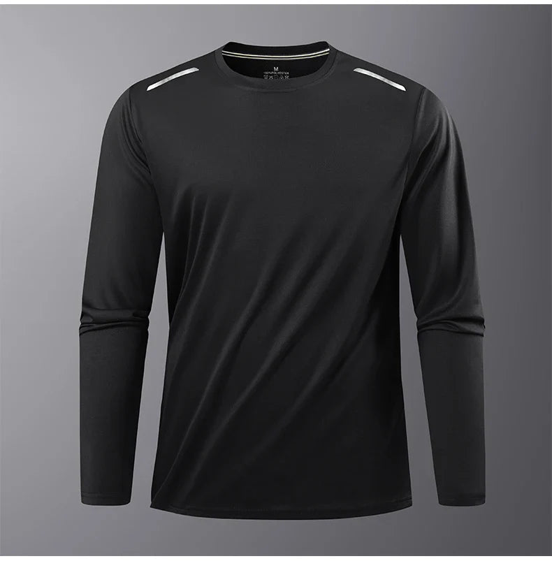 Reflective Sport Gym T Shirt Men Quick Dry Running Bodybuilding Shirts Men Long Sleeve Fitness Pullover Top Spring Autumn