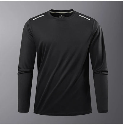 Reflective Sport Gym T Shirt Men Quick Dry Running Bodybuilding Shirts Men Long Sleeve Fitness Pullover Top Spring Autumn