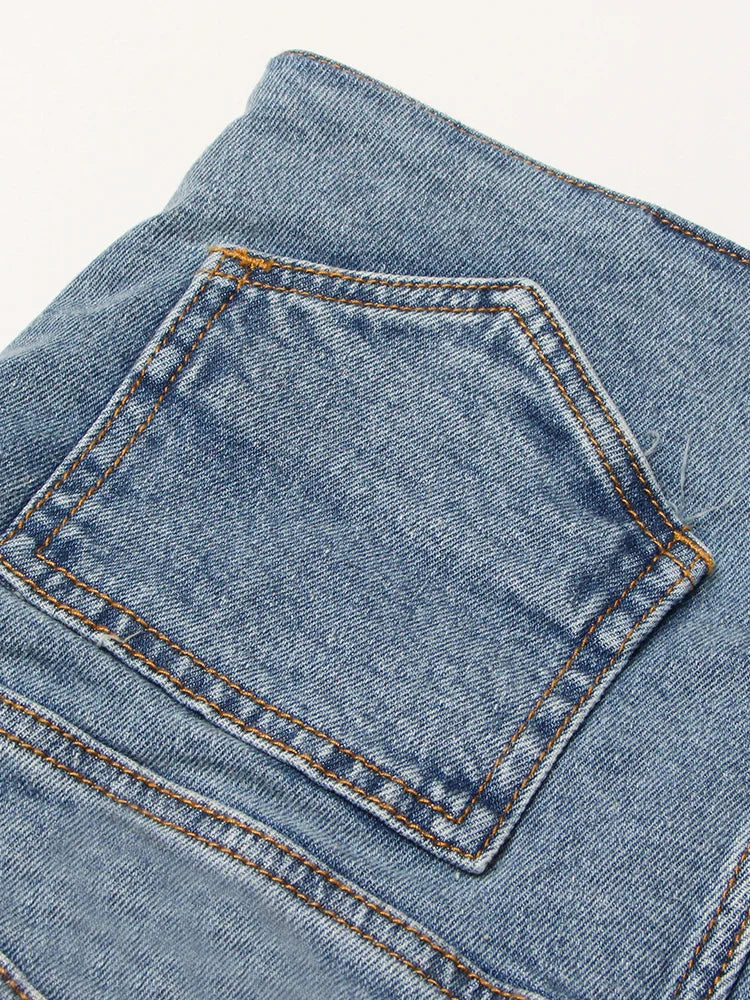 Denim Solid Shorts Skirts For Women High Waist Patchwork Irregular Hem Streetwear Short Pants Female Clothing 2022