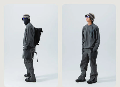 Mountain-Ready Crewneck: Engineered with Ribbed Neck, Reflective Logo, & Secure Chest Pocket for Outdoor Style Unisex