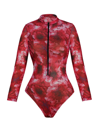 One Piece Sun Protection Swimwear 2026 Women Long Sleeved Print Swimsuit Female Sports Bathers Swimming Bodysuit Beach купальник