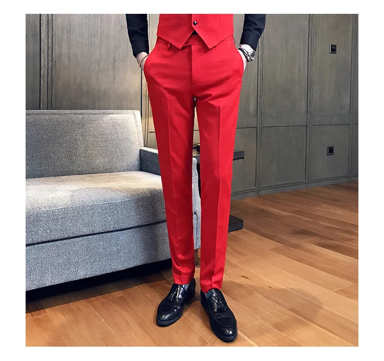 2022 Spring Summer New Men Suit Pants Solid Color Casual Business Dress Pants Slim Fit Trousers Formal Men Social Casual Pants
