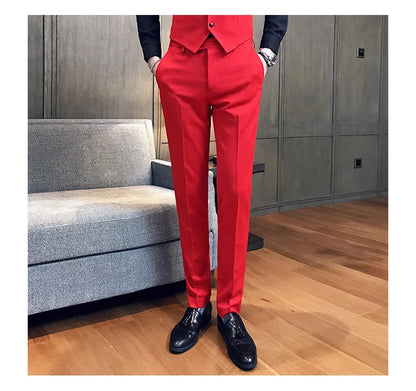 2022 Spring Summer New Men Suit Pants Solid Color Casual Business Dress Pants Slim Fit Trousers Formal Men Social Casual Pants