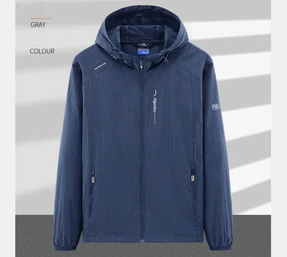 Summer Outdoor Quick Dry Sun-Protective Thin Jacket Men Hiking Fishing Cycling Hooded Gym Sport Windbreaker Ultra Light Coats
