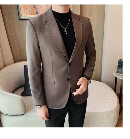 High Quality Line design Luxury Men's Suit Coats Fashion Business Casual Two Buttons Formal Social Wedding Party Suit Jacket
