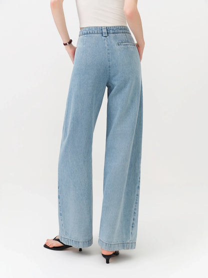 2026 Summer Women's Light Blue Vintage Barrel Leg Jeans, Horseshoe Fit High Waist Loose Trousers for Y2K Retro Street Style