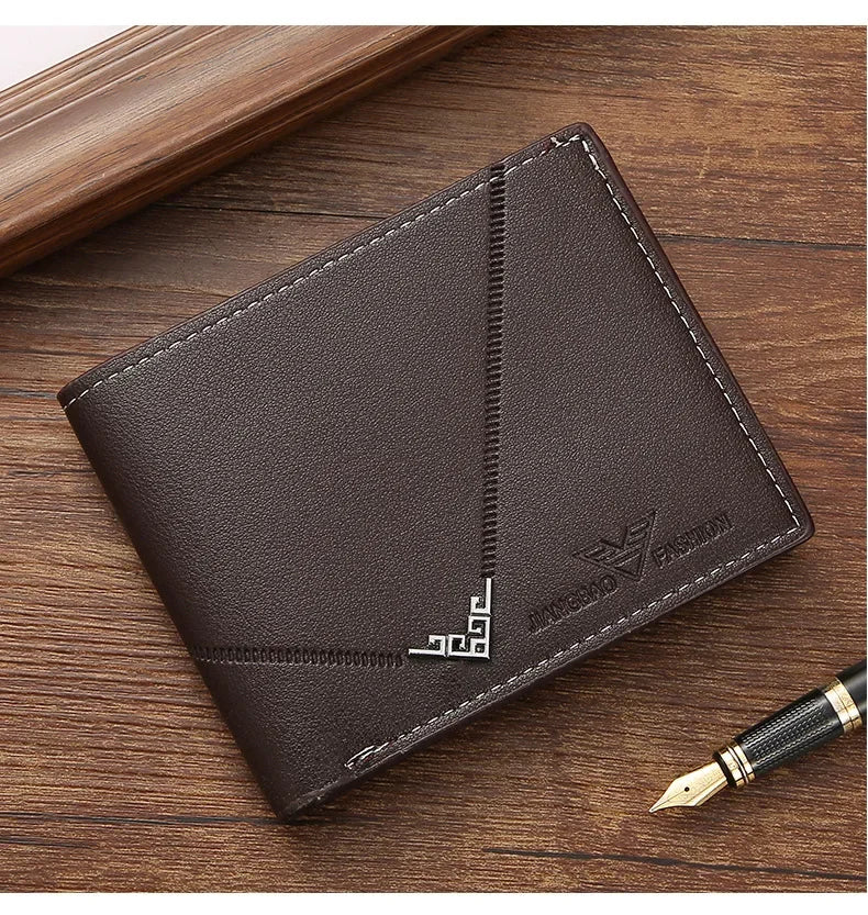 Portefeuille en cuir fin pour homme, blocage RFID, pliable, porte-cartes de crédit minimaliste, pince à billets