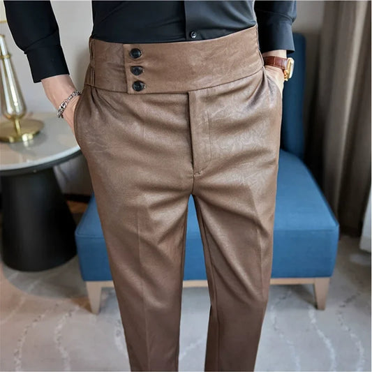 High-end Fashion Glossy Jacquard Design High Waisted Trousers Neapolitan Draped Casual Business Formal Office Social Suit Pants