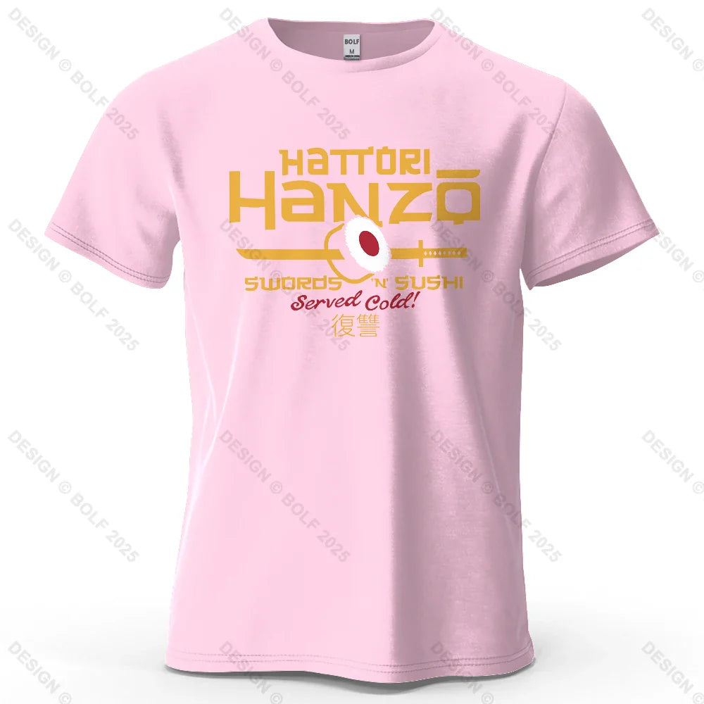 Hattori Hanzo Printed Men's T-Shirt 100% Cotton Oversized Anime Fashion Graphic Tees for Women Tops Streetwear Cultural Apparel