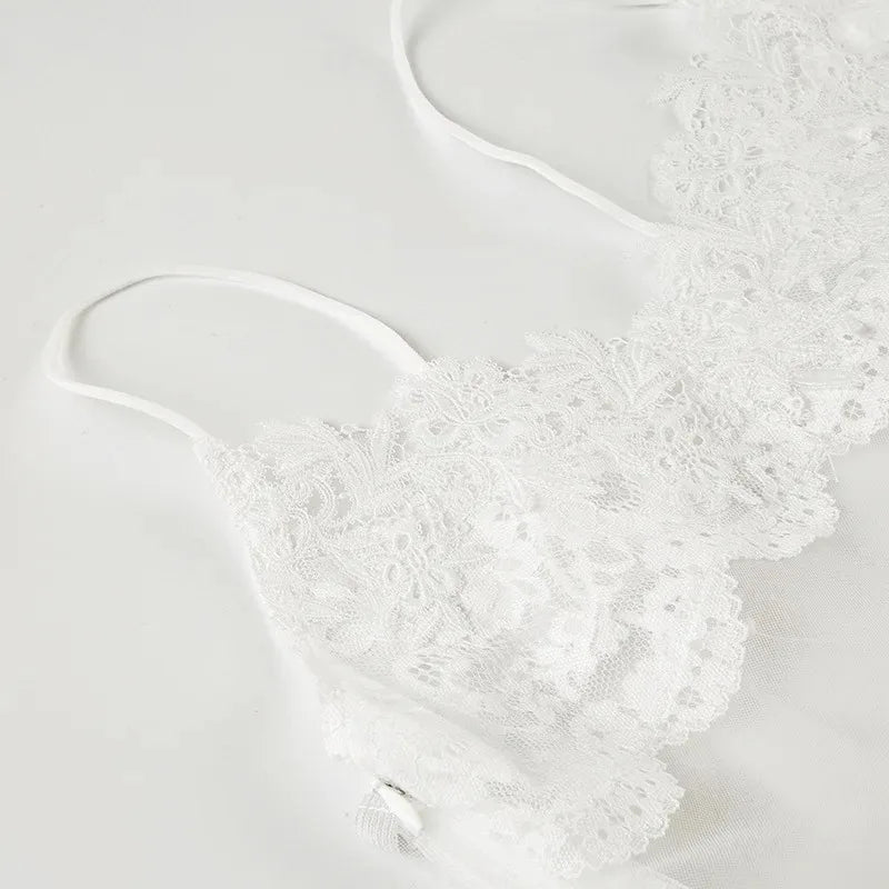 Lace Transparent Mini Dress Sexy Women Wrapping Spaghetti Embroidery Flower Sheath Nightwear Club Mesh Wave Fantacy