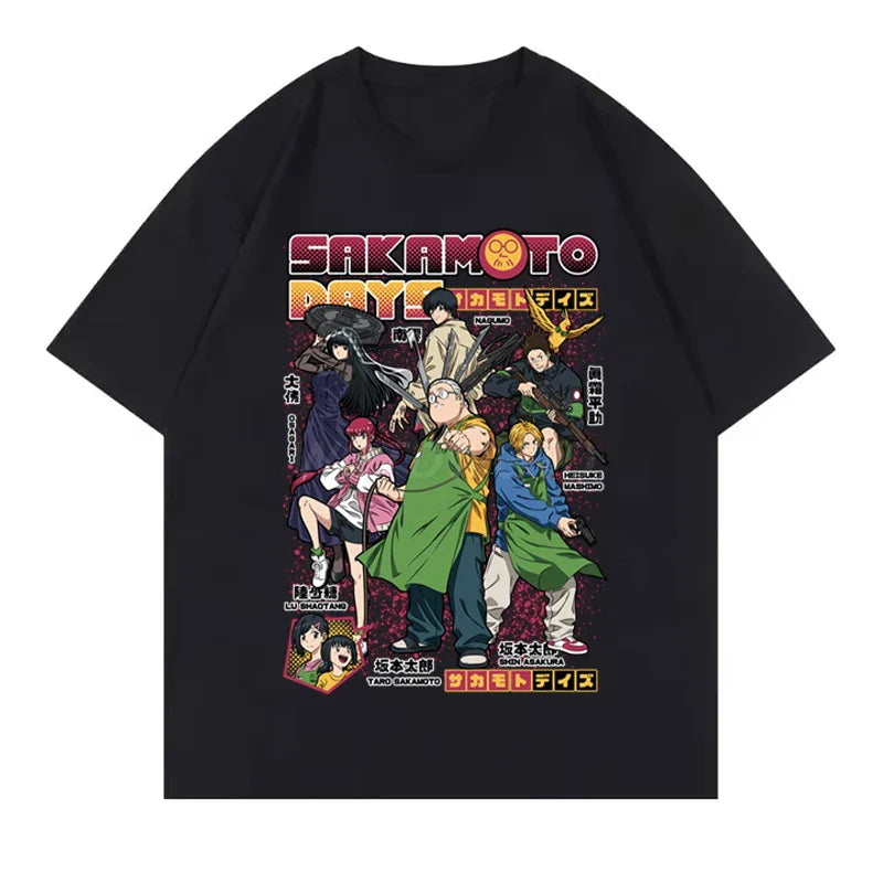 2025 New Design Anime T-shirts Sakamoto Days Short Sleeve Retro Tops Tees Streetwear Men Clothing Sakamoto Days Summer T-shirt
