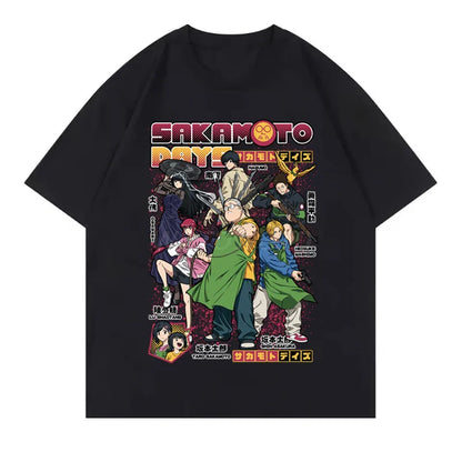 2025 New Design Anime T-shirts Sakamoto Days Short Sleeve Retro Tops Tees Streetwear Men Clothing Sakamoto Days Summer T-shirt