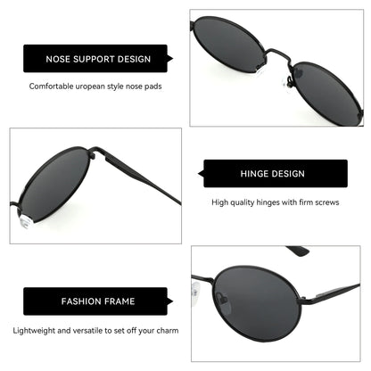Retro Oval Polarized Sunglasses for Women Men Trendy Round Y2k Sunnies Small 90s Style Vintage Shades Sun Glasses