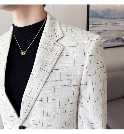 High Quality Jacquard Suit Jacket for Men 2025 Fashion Korean Style Slim Fit Business Casual Wedding Social Dress Coats 4XL-M