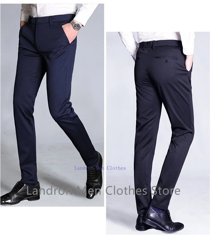 Formal Dress Suit Pants Tall Men 190CM Business Black Blue Plus Size 40 42 44 46 Extra Long Lengthened Straight Office Trousers