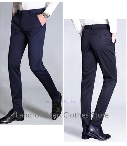 Formal Dress Suit Pants Tall Men 190CM Business Black Blue Plus Size 40 42 44 46 Extra Long Lengthened Straight Office Trousers