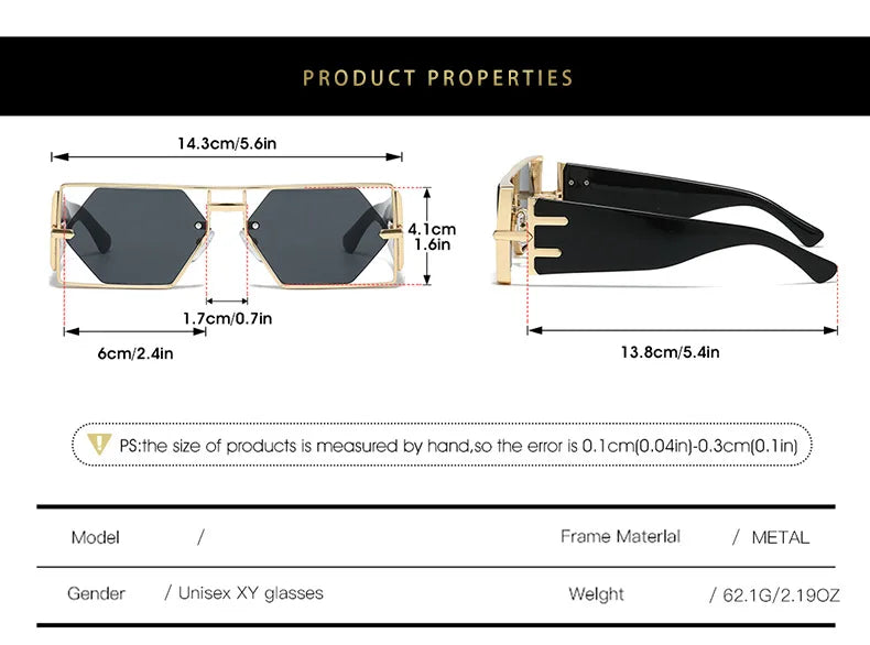 2025 New Hollow Sunglasses Men Women Hip Hop Internet Celebrities Ins Fashion Sun Glasses Ladies Female Alloy Frame Square UV400