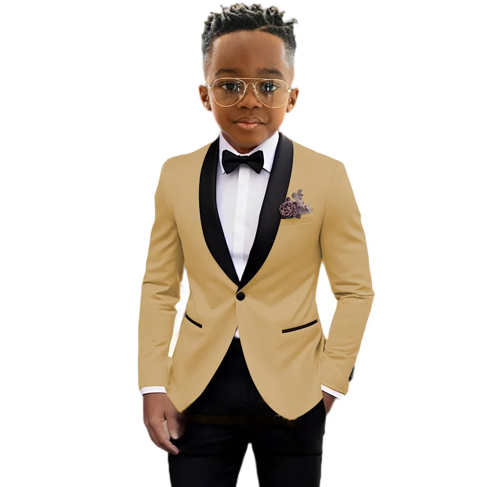 2026 New Classic Shawl Lapel Boys Slim Fit Suits 2 Pieces Wedding Guest Outfit Formal One Button Children's Tuxedo Party Wear