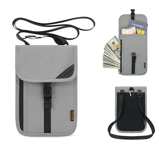 Portefeuille multifonction antivol dissimulé, pochette de voyage tour de cou, protège-passeport, porte-cartes, porte-cartes d'identité pour hommes et femmes en voyage