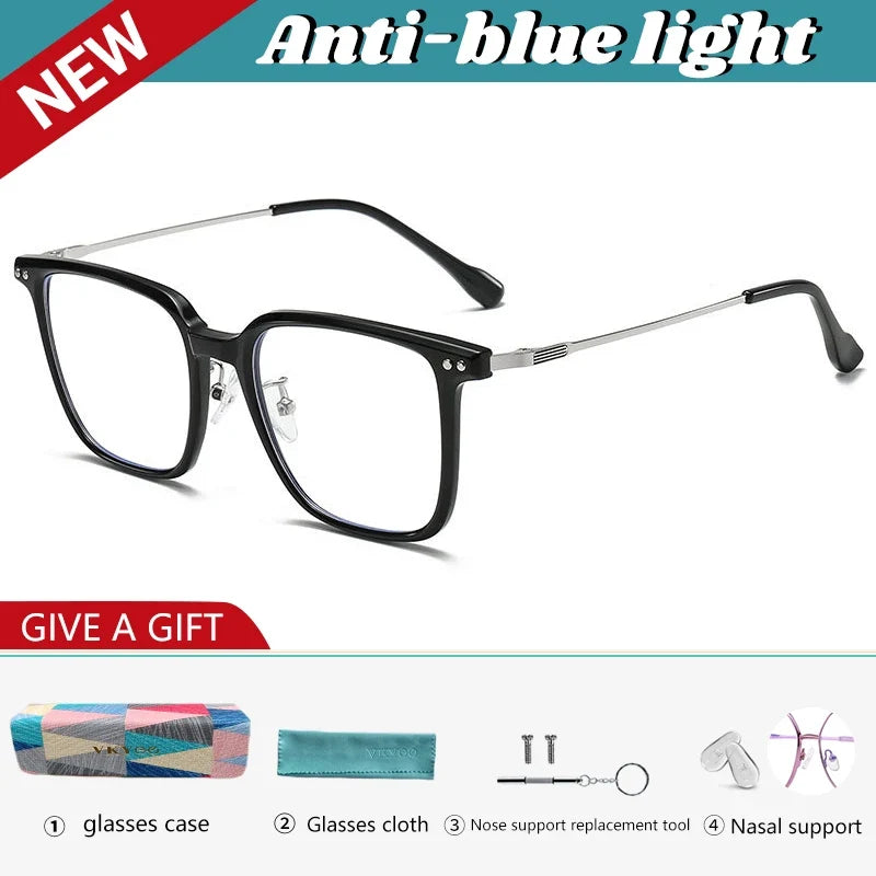 Simple Fashion Large Frame Geometric Square Glasses Can Be Customized Prescription Anti-blue Light Glasses Reading Glasses