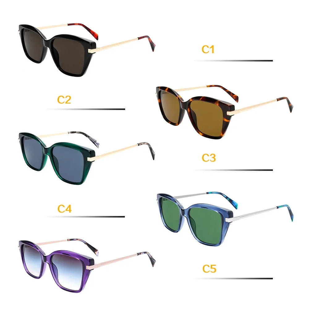 Women's Sunglasses UV400 Cat Eye Acetate Metal Big Size Trendy