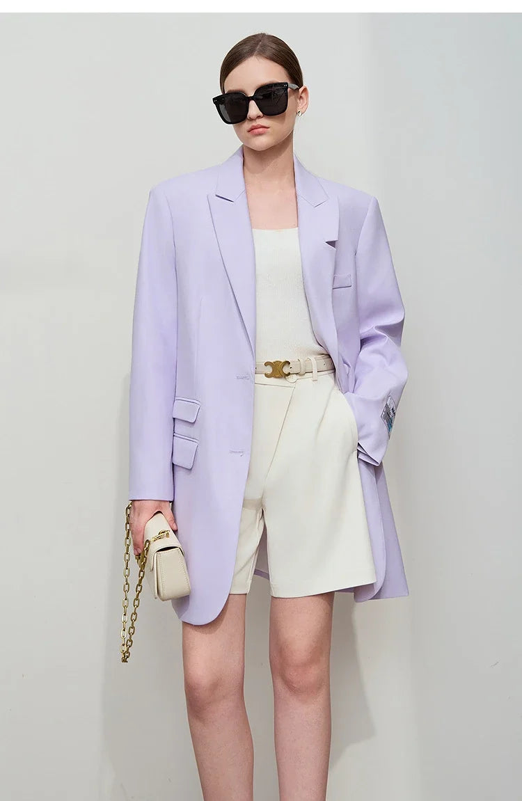 Minimalist Women's Jacket 2025 Autumn New Solid Color Commuter Loose Straight Women's Long Sleeve Top Long Blazer 12541154
