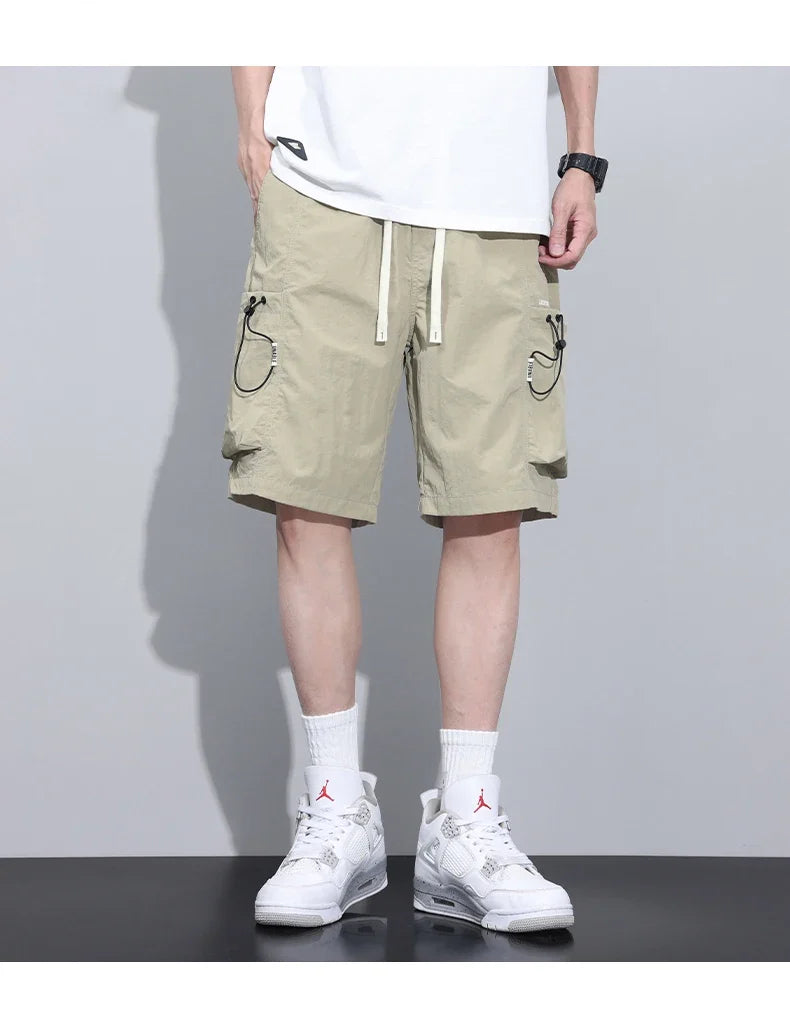 2024 Summer Thin Shorts for Men Cargo Pants Side Pockets Baggy Joggers Bermuda Knee Basketball Short Pant Male M-4XL