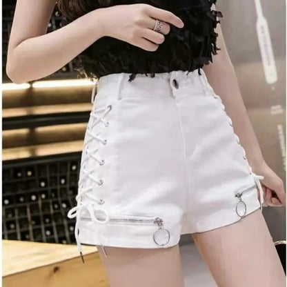 Youthful New In High Waist Wide Women's Denim Shorts Fashion Clothing 2025 Low Price Trend Design Kpop Female Short Jeans Pants