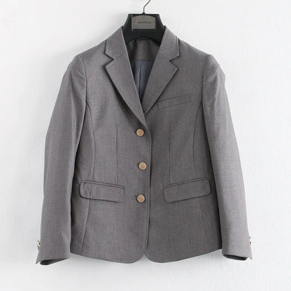Preppy Style Slim Fit Solid Blazer Woman Double Button Turn-Down Collar Blazers Women Spring Autumn Basic Student JK Suit Coat