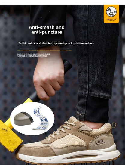 light summer safety shoes for men breathable work shoes odor proof work boots with steel toe cap construction protection shoes