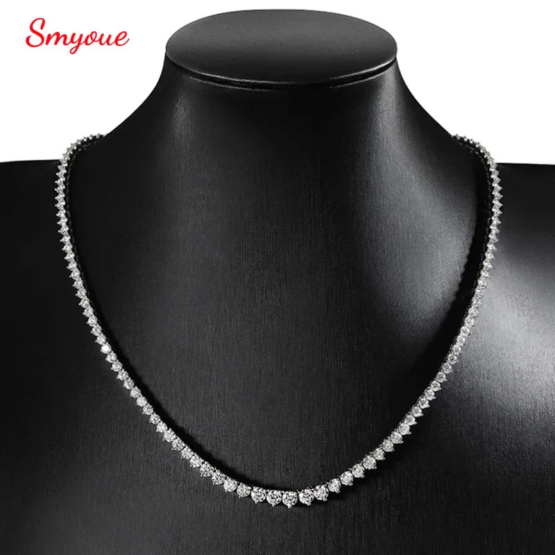 Full Diamond Gradient Zircon or Moissanite Tennis Necklace for Women Man Luxury Party Jewelry 925 Sterling Silver Chain