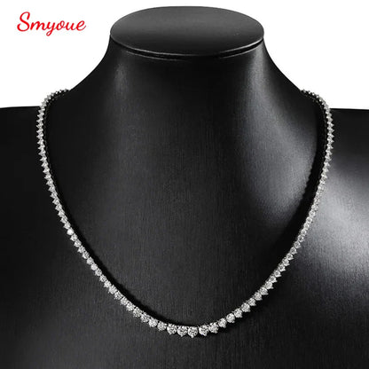 Full Diamond Gradient Zircon or Moissanite Tennis Necklace for Women Man Luxury Party Jewelry 925 Sterling Silver Chain