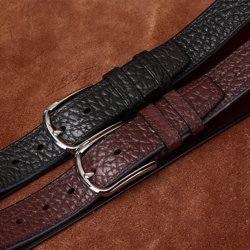 3.8CM Pure Cowhide Genuine Leather for Men High Quality Jeans Needle Buckle Belts Cowboy Waistband Male Fashion BusinessLuxury