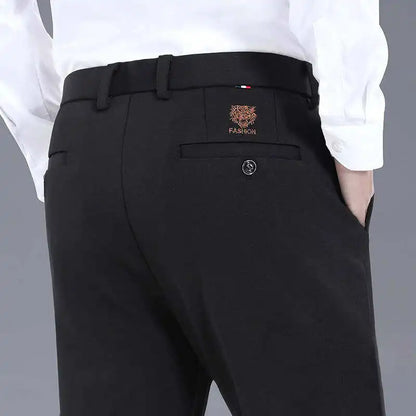 29-42 Men's Summer Thin Fashion Business Casual Suit Pants Long Pants Men's Elastic Straight Sleeve Formal Pants Plus Size