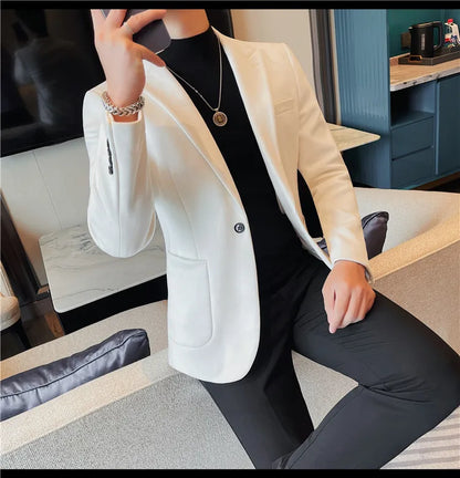 Classics Autumn Winter Suede Suit Jackets Fashion New Solid Slim Fit Business Office Social Blazer Wedding Top Mens Clothing 4XL