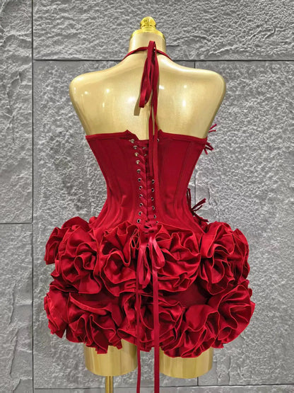Christmas Style Women Sexy Strapless Florlas 2 PIeces Bodycon Mini Bandage Dress Nightclub Party Wedding Mermaid Outfit