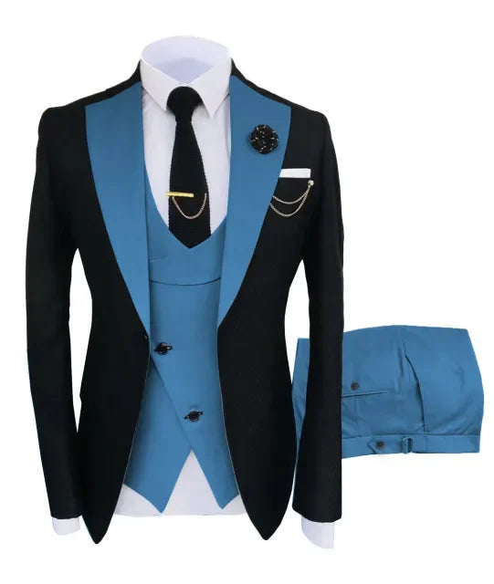 New Costume Slim Fit Men Suit Slim Fit Business Suits Groom Black Tuxedos For Formal Wedding Suit Jacket Pant Vest 3 Pieces