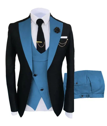 New Costume Slim Fit Men Suit Slim Fit Business Suits Groom Black Tuxedos For Formal Wedding Suit Jacket Pant Vest 3 Pieces