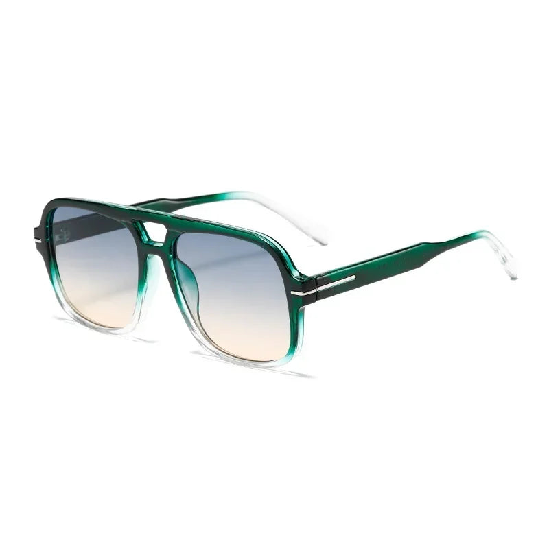 Double Bridge Square Aviator Sunglasses - UV400 Vintage Pilot Style, Retro Classic Sun Glasses for Men Women Unisex
