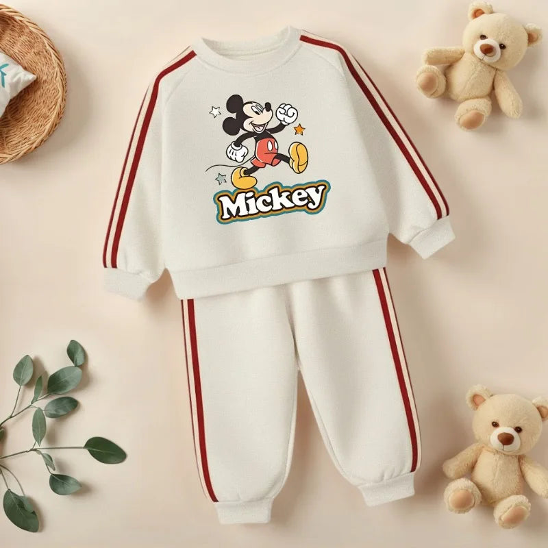 2026 Spring Cartoon Printed Children's Casual Sweatshirts Sets Boys O Neck Hoodies Long Pant Two Piece Suit Girls Tracksuit New